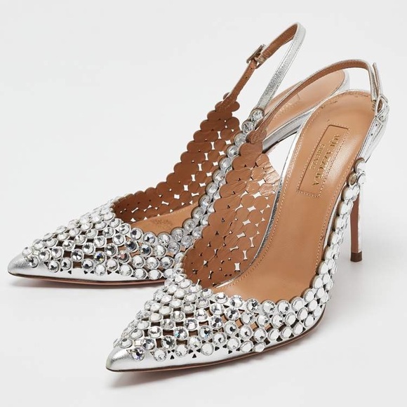 NEW AQUAZZURA Tequila Jeweled Slingback Pumps